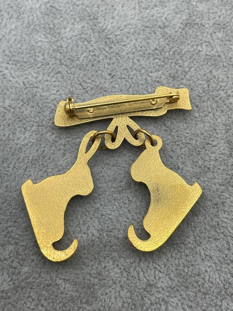 HERMES エルメス　スケートシューズ　ブローチ　ヴィンテージゴールド