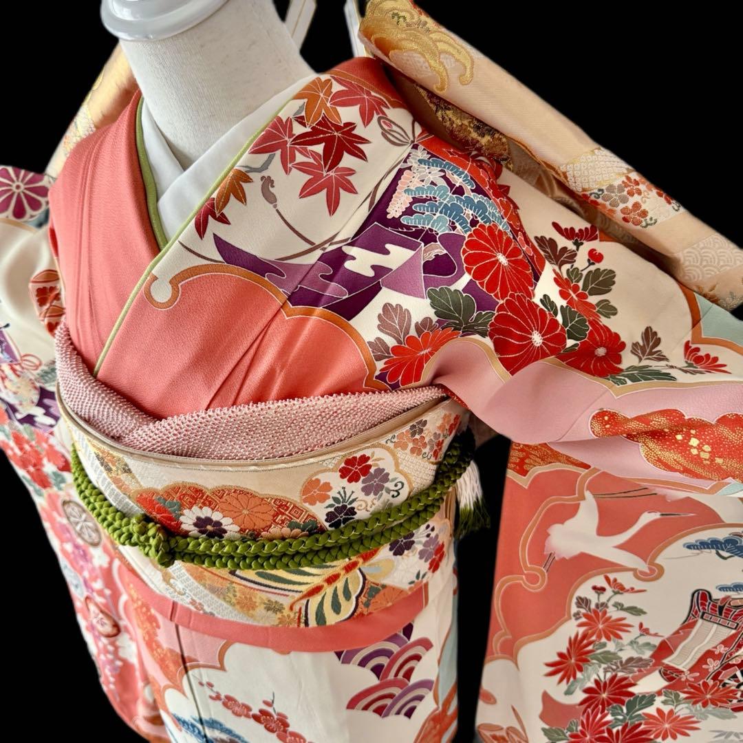 上質　振袖フルセット　手挿し友禅　古典柄　トールサイズ　168cmまで
