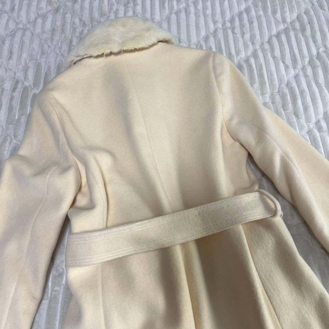 【a3880】エフデ 新品 フォックスファーアンゴラコート ベージュ M