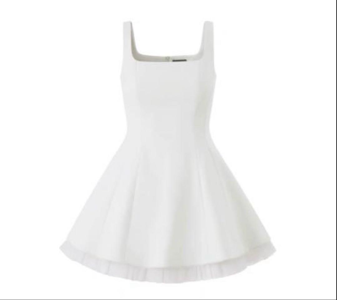 【muu】ミニワンピース/ドレス/フレア/ノースリーブ/ホワイト/XS/新品