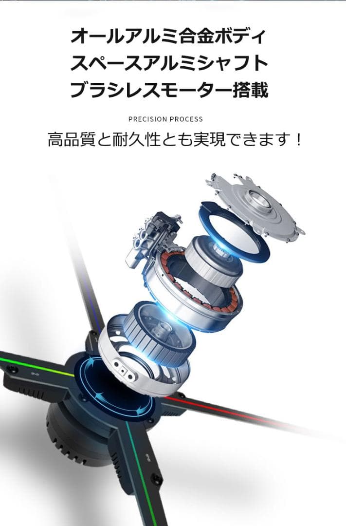 3D LED看板 3DホログラムLEDファン 裸眼3Dホログラム 65cm