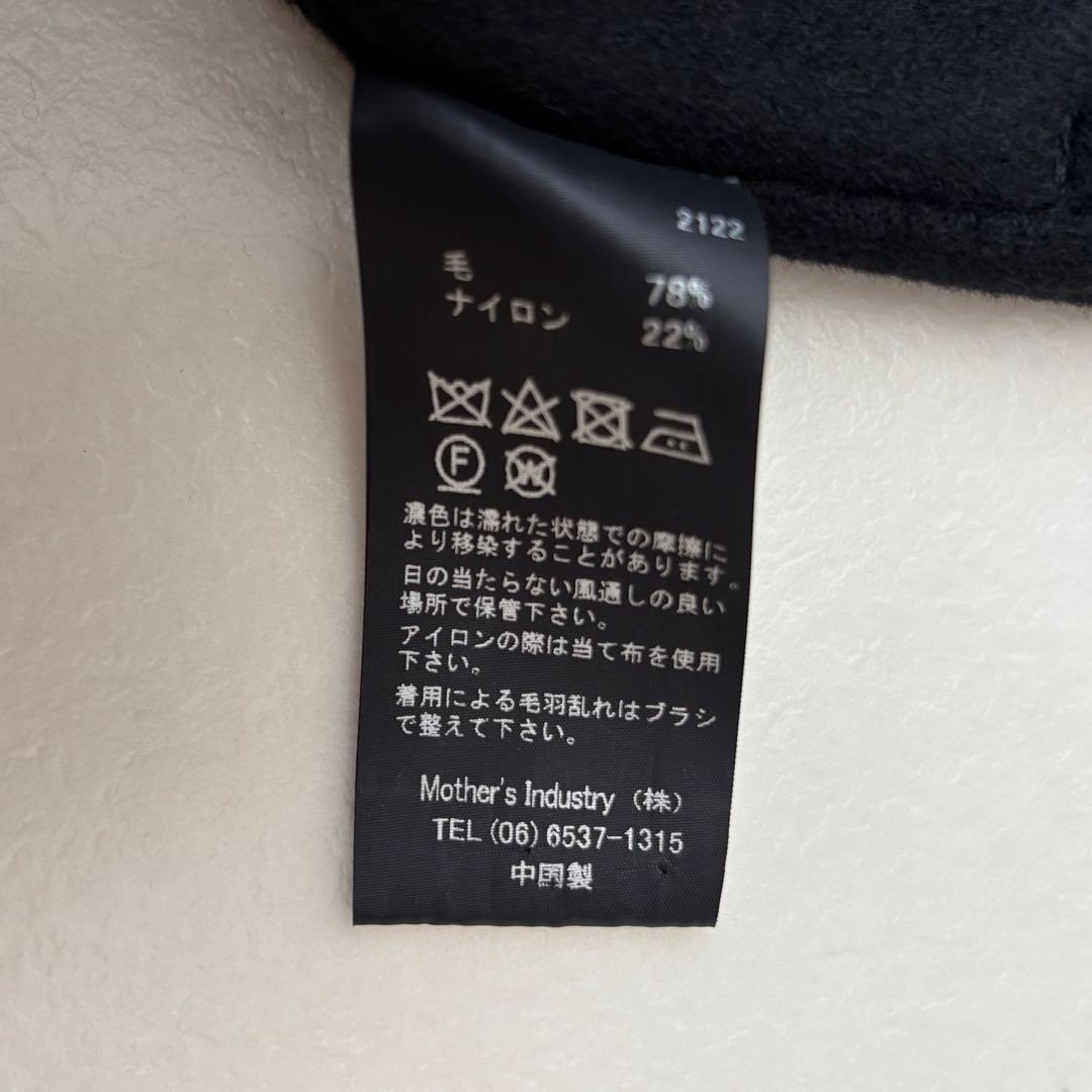 ミズイロインド　ウール ショートリバーコート 黒　フード