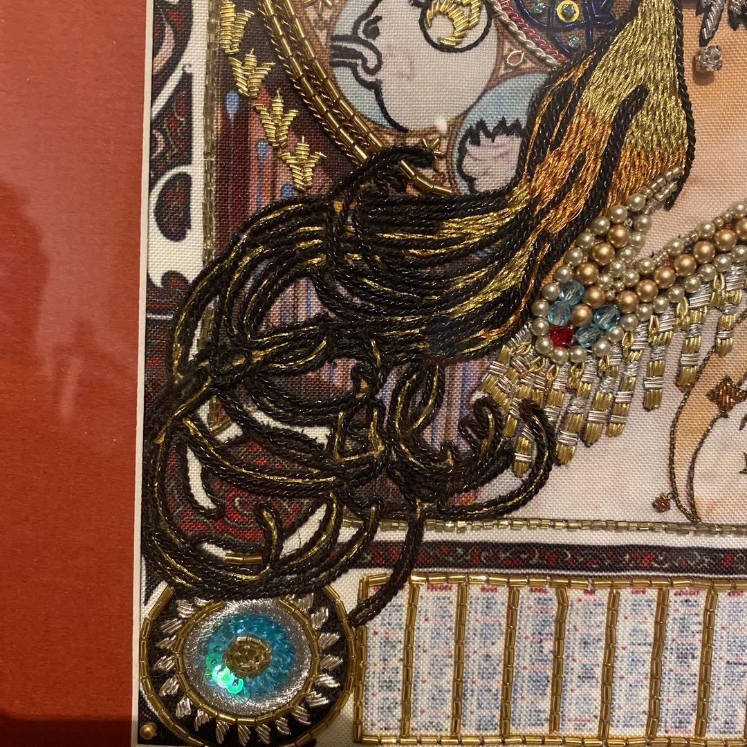 手刺繍　絵画　アルフォンスミュシャ