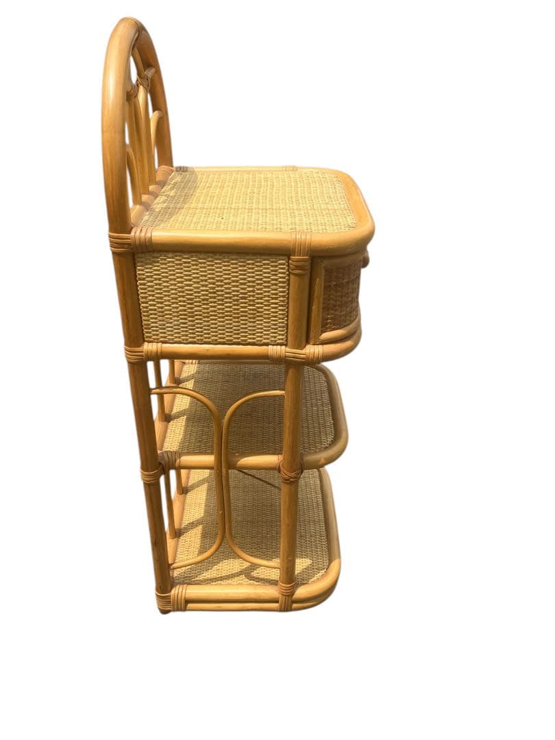 ラタン 籐 電話台 キャビネット 昭和レトロ