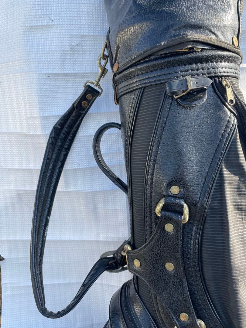 黒 合成皮革 スタンドゴルフバッグ