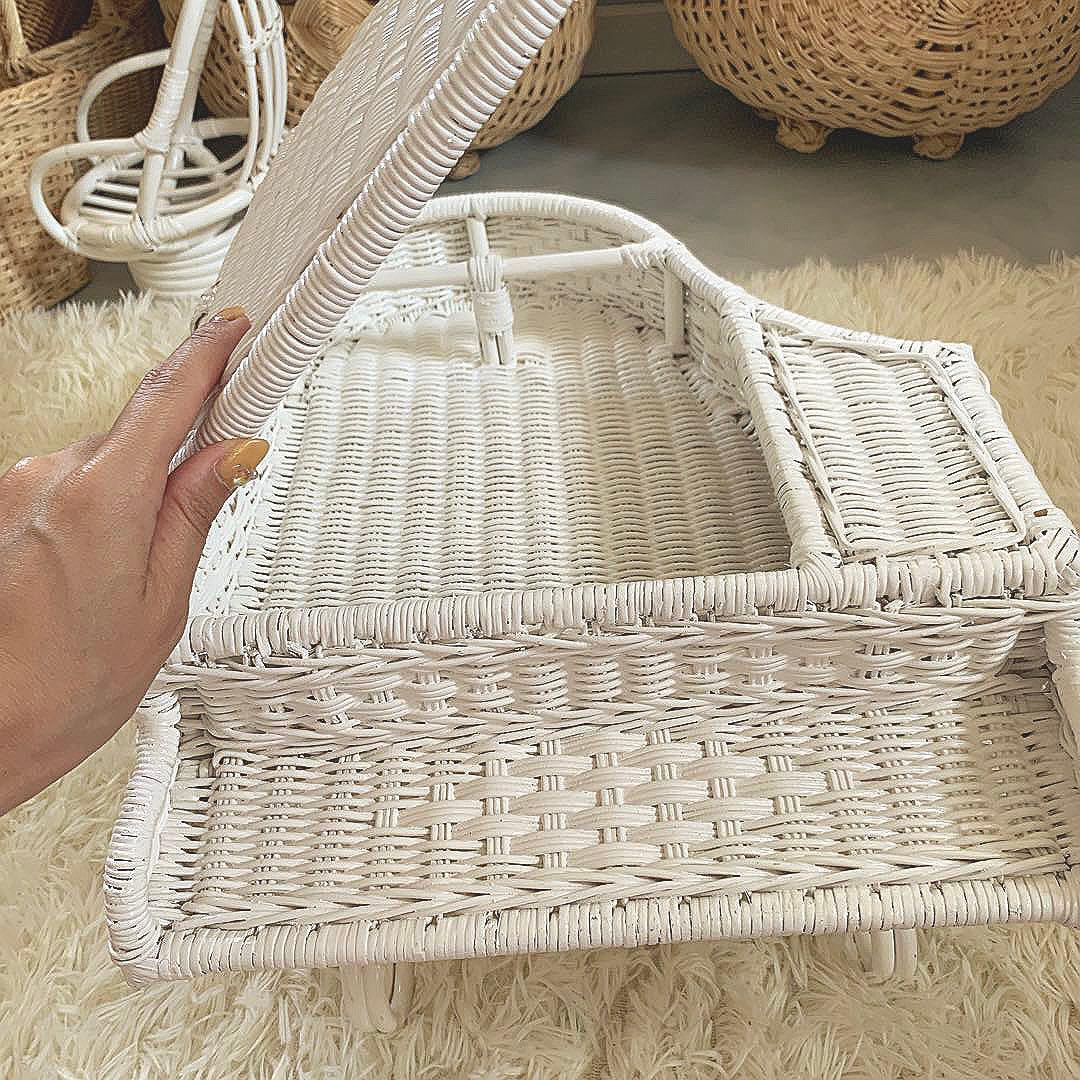 グランドピアノ風 小物入れ 籘カゴ ラタン バスケット