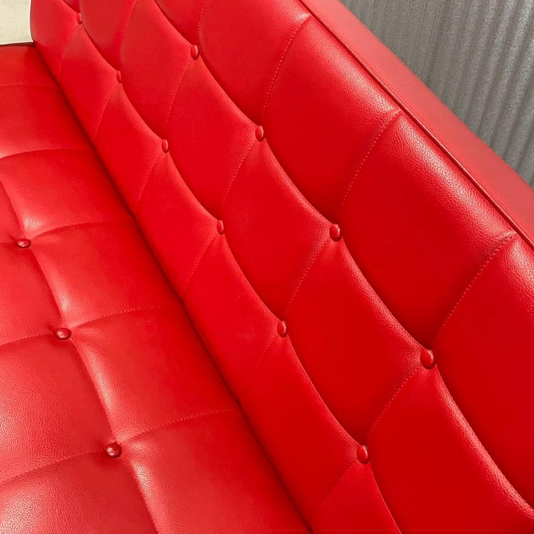 【カリモク60】Kチェア 2シーター 張り替え レッド ビンテージ ソファ