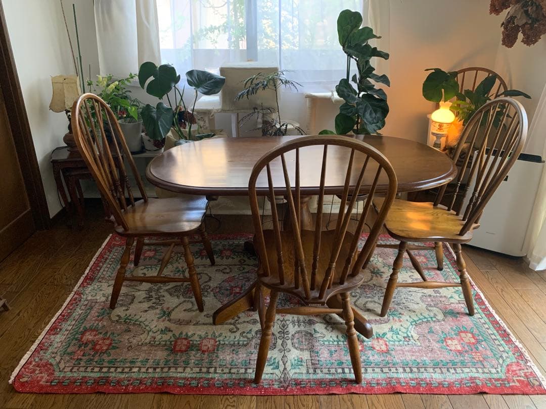 トルコヴィンテージラグ　205×122 モーヴピンク　フラワー　トルコラグ