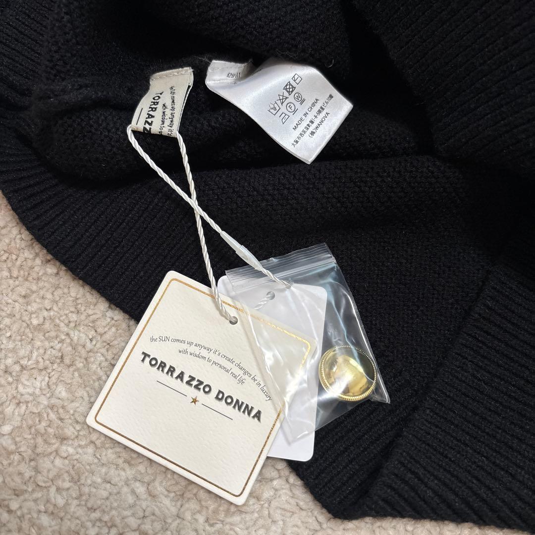 新品　TORRAZZO DONNA ファースリーブ2wayプルオーバー　ブラック