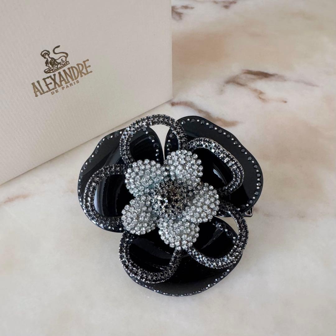 AlexandreDeParis アレクサンドルドゥパリ バレッタ カメリア 黒
