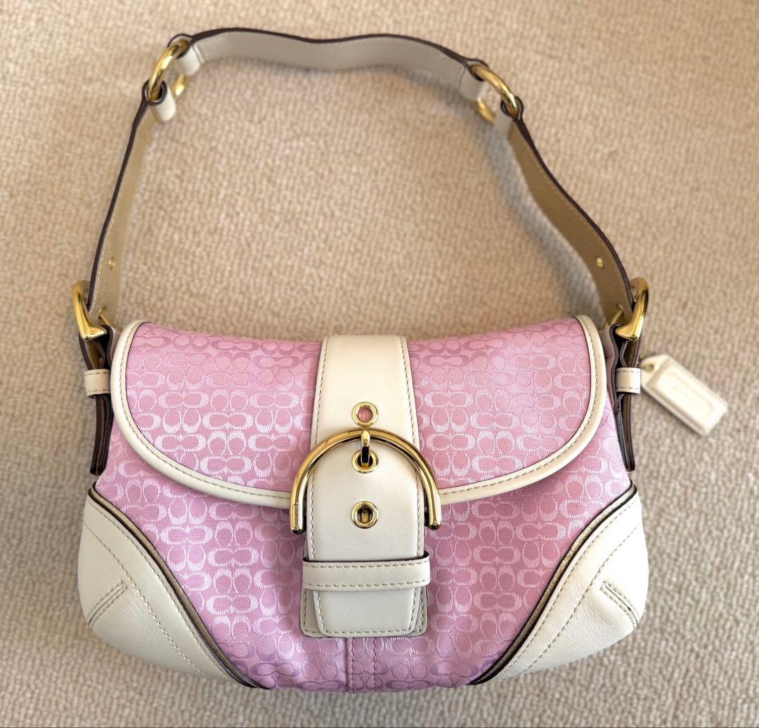 COACH ピンク ホワイト ショルダーバッグ