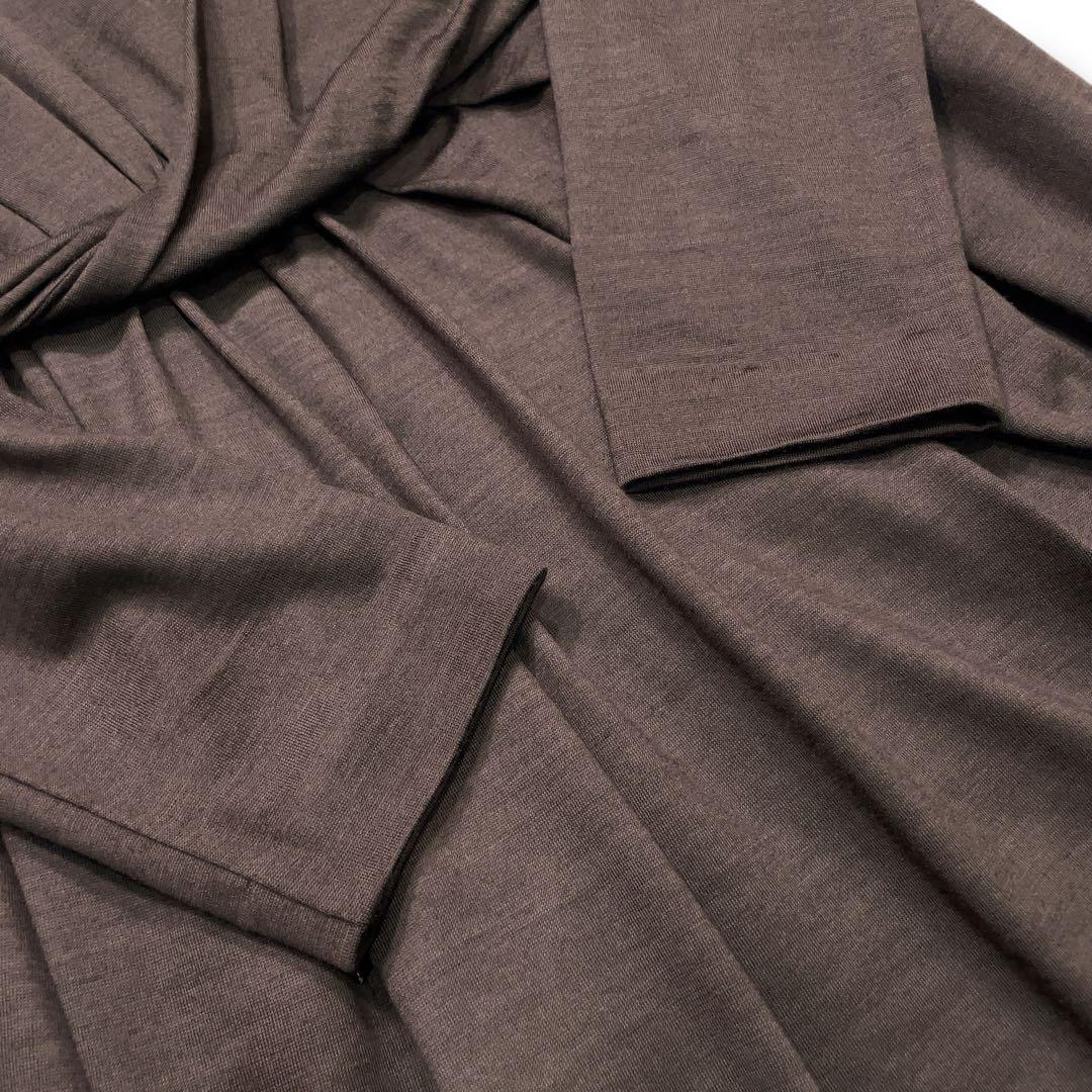 極美品 モラビト 上質ウール100% ビーズ装飾 ドレープワンピース 38