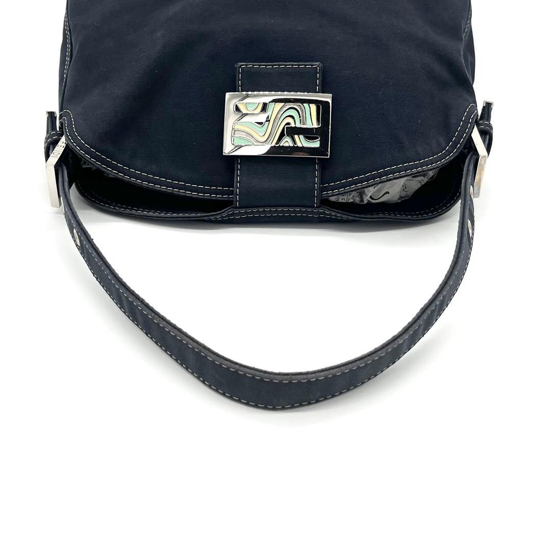 FENDI フェンディ マンマバケット マーブル デニム ショルダーバック 濃紺