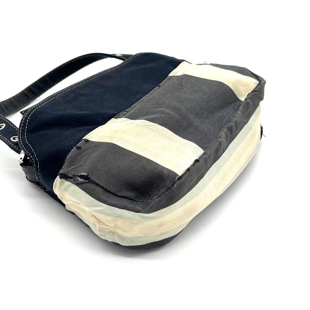 FENDI フェンディ マンマバケット マーブル デニム ショルダーバック 濃紺