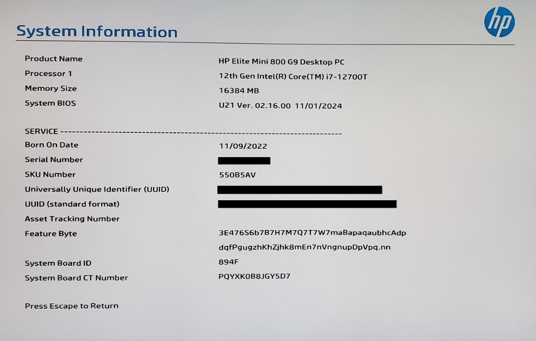 ミニPC HP Elite mini 800 G9 i7-12700T