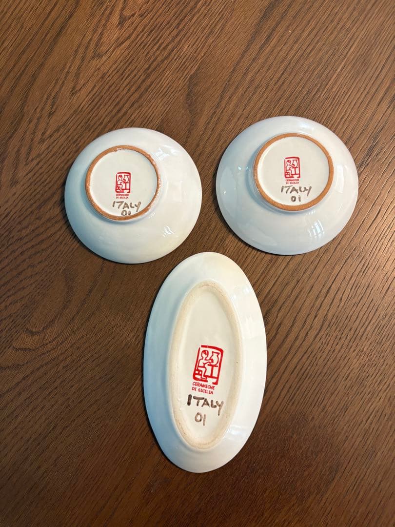 イタリア製 小皿 太陽　シチリア　デシモーネ　ジラソーレ　3点