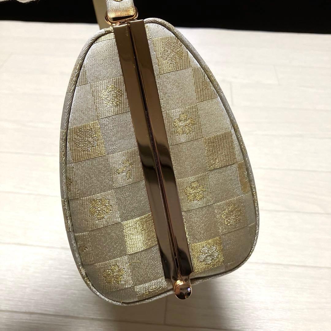 《未使用》草履バッグセット　市松模様　ゴールド