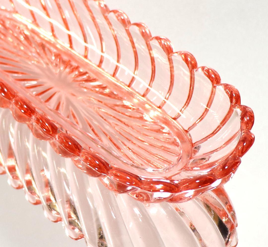 オールド・バカラ 最大サイズ25cm レアカラー バンブー 桃色ガラス大皿 長皿