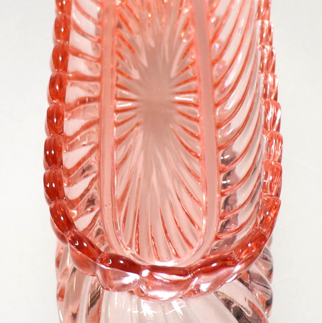 オールド・バカラ 最大サイズ25cm レアカラー バンブー 桃色ガラス大皿 長皿