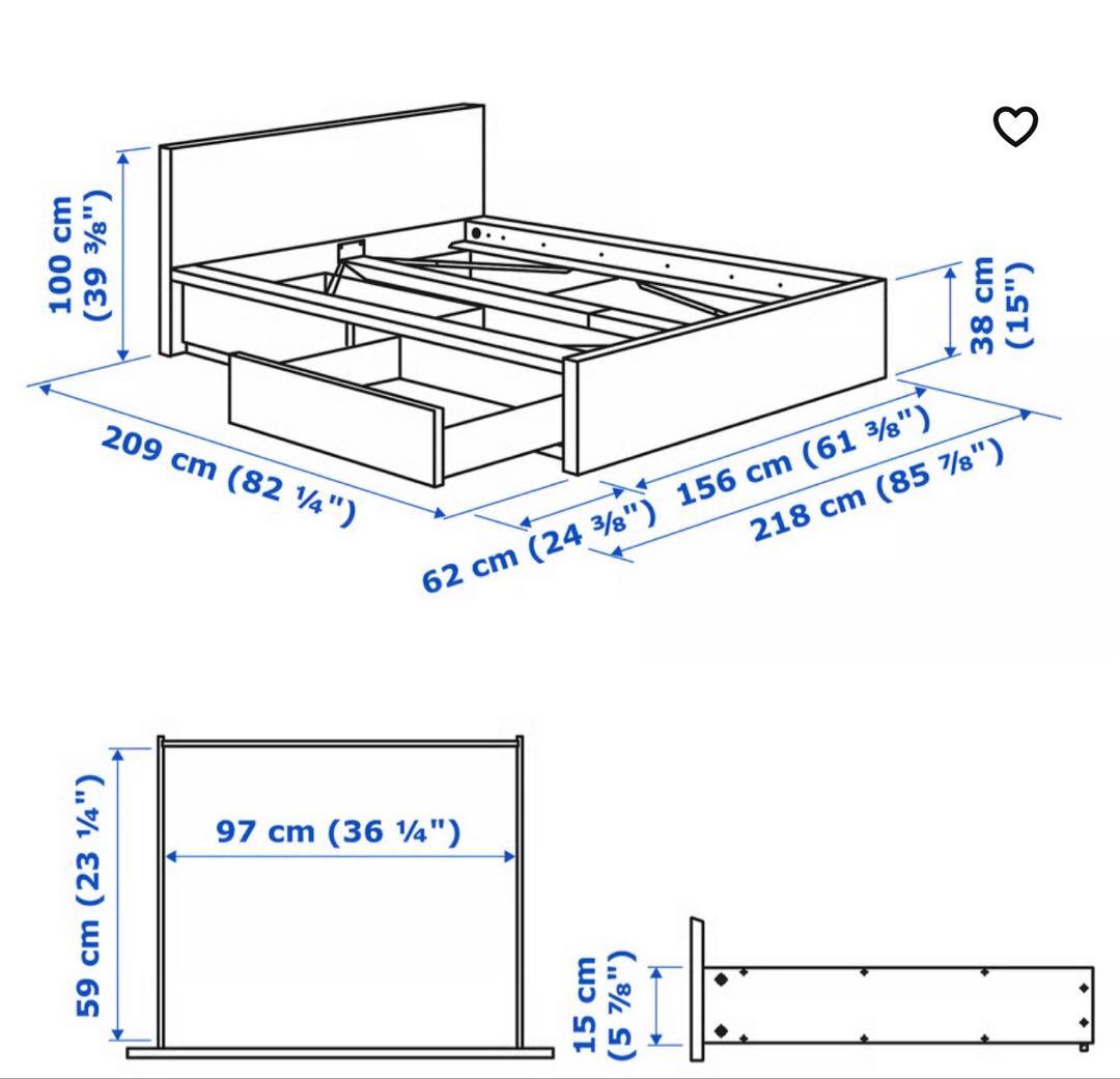 引取限定2/28までIKEA ベッド フレーム収納引出し2個付160x200cm