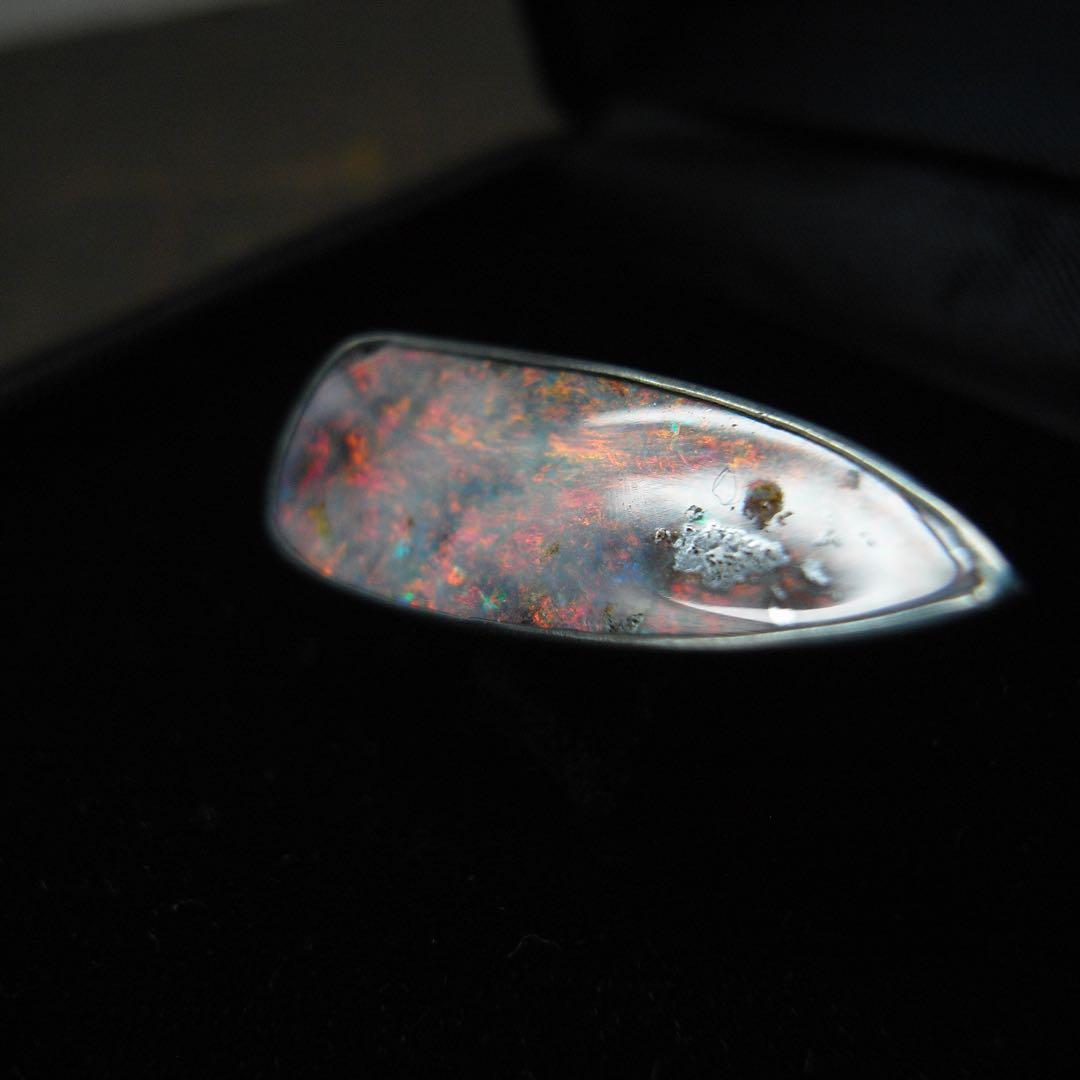 希少 大型 アンティーク 宝石 ジュエリー 遊色 ボルダー オパール ブローチ