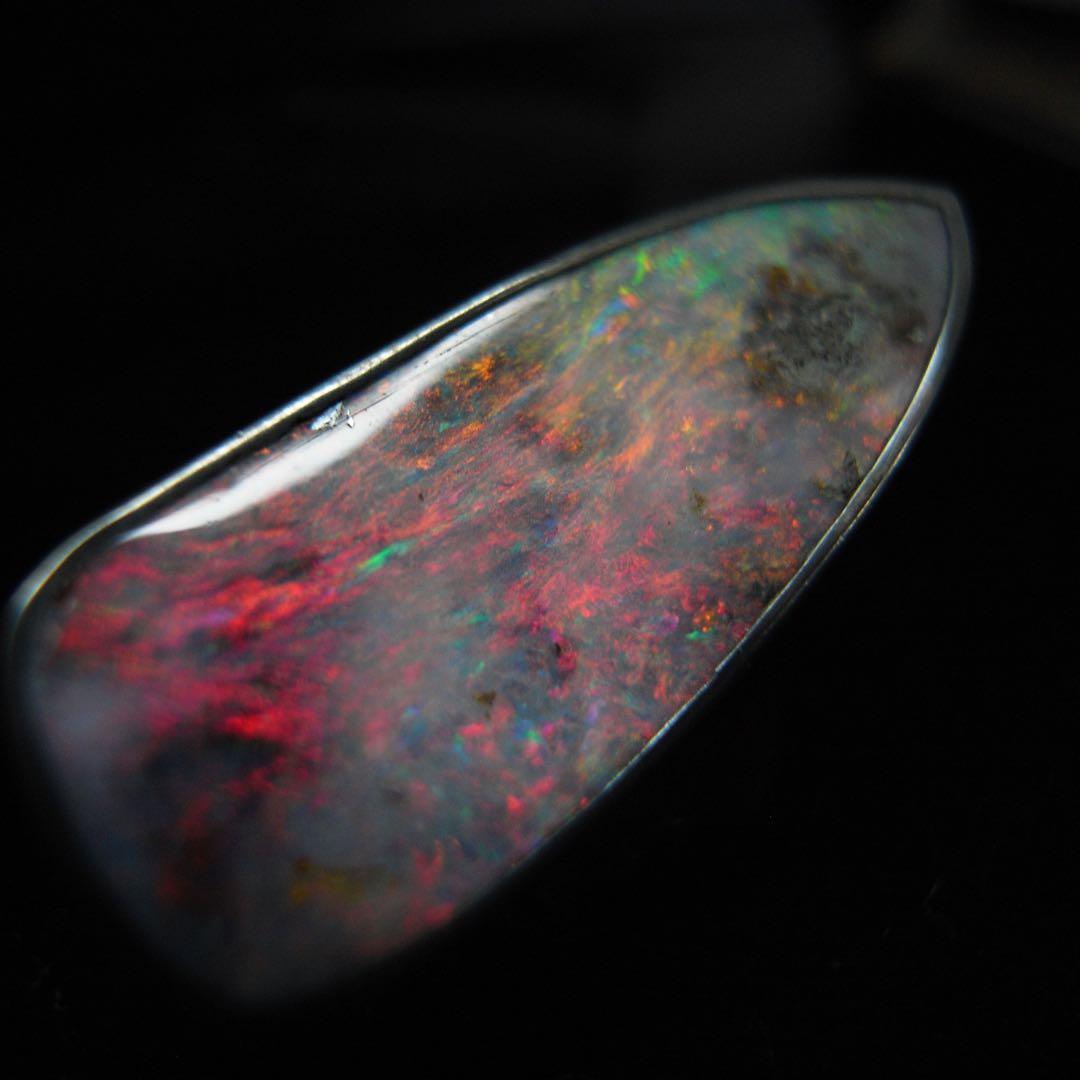 希少 大型 アンティーク 宝石 ジュエリー 遊色 ボルダー オパール ブローチ