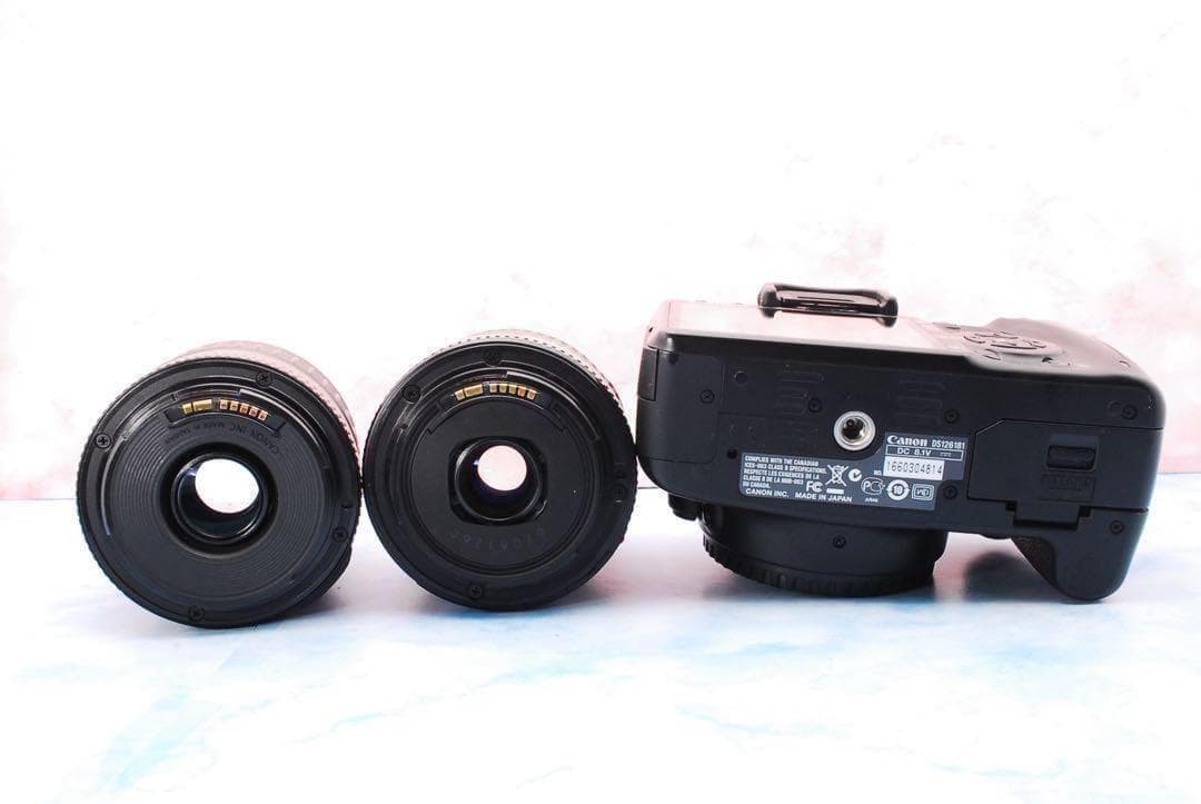 キャノン Kiss X2☆バッグ付☆望遠レンズ付Wレンズ☆一眼レフカメラ