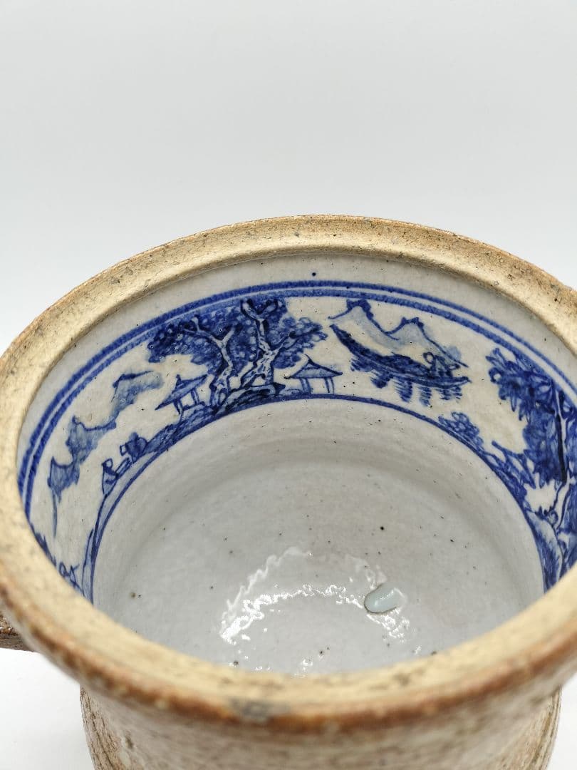 c523 水指 信楽山水 替蓋付 諏訪蘇山　木箱 茶道具 古物