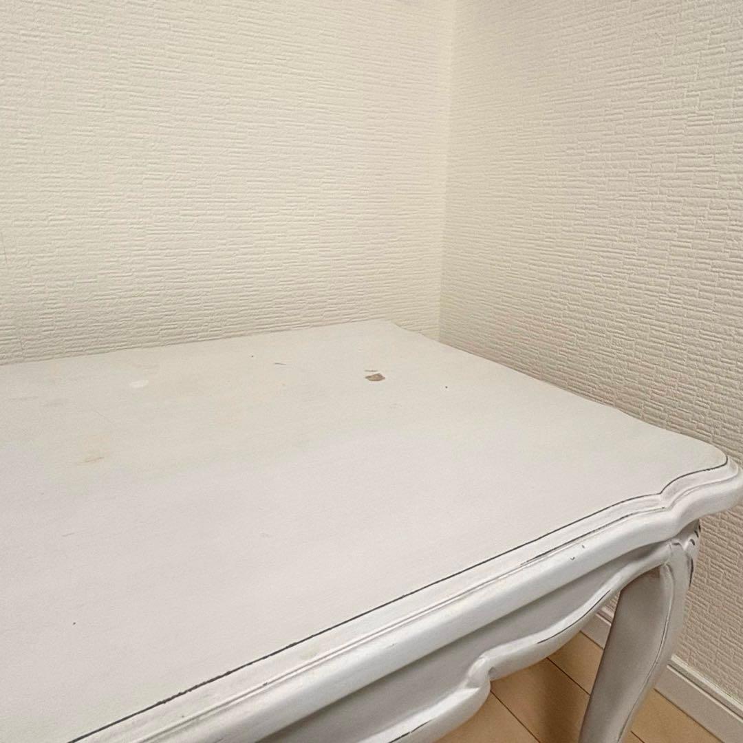 リュバンシュ クラシカル 机 テーブル アンティーク 猫脚 リボン 白 ホワイト