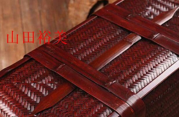 古風 自然竹の編み上げ 茶籠 茶道具収納y