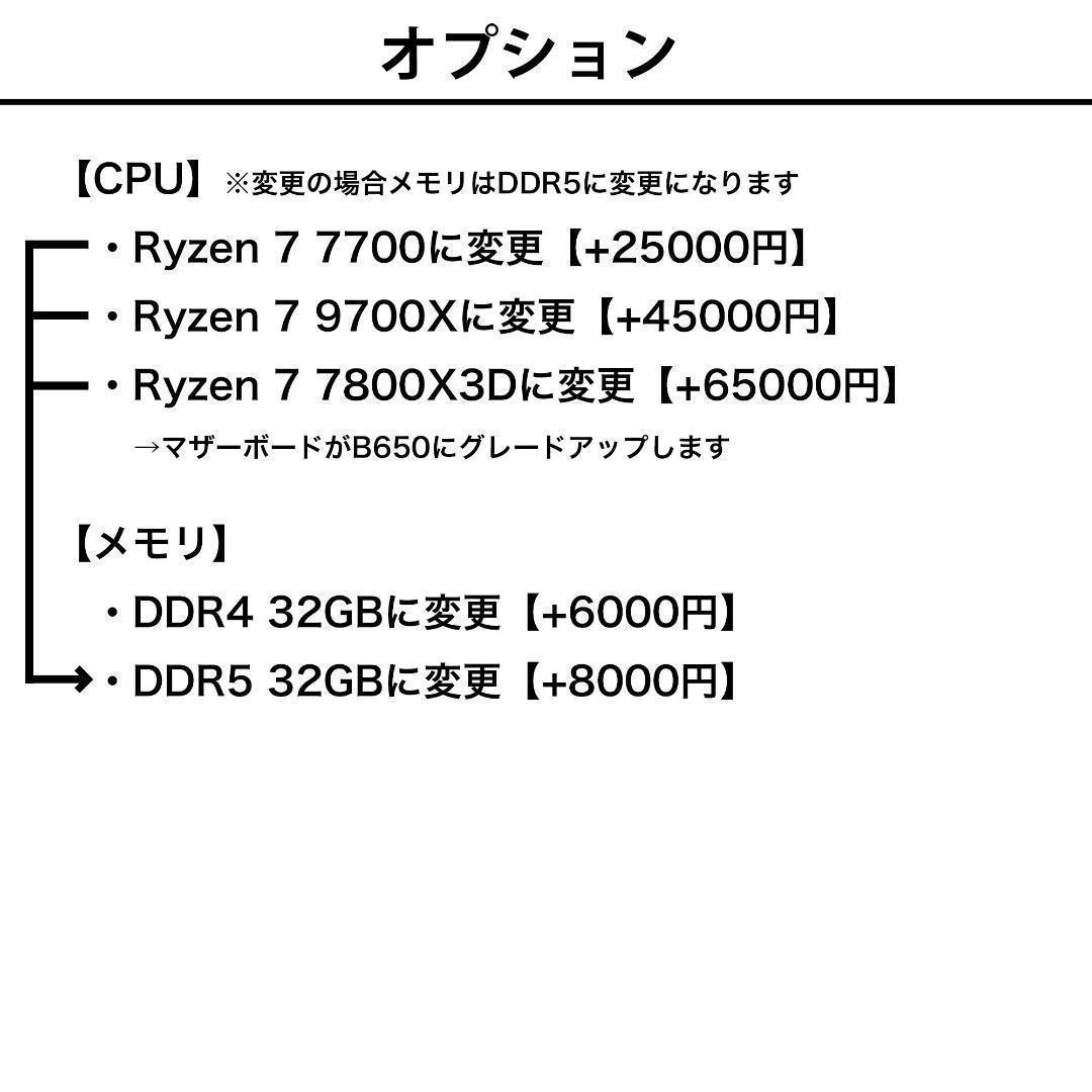 新品パーツ RTX4060ti Ryzen7 5700X ゲーミングPC