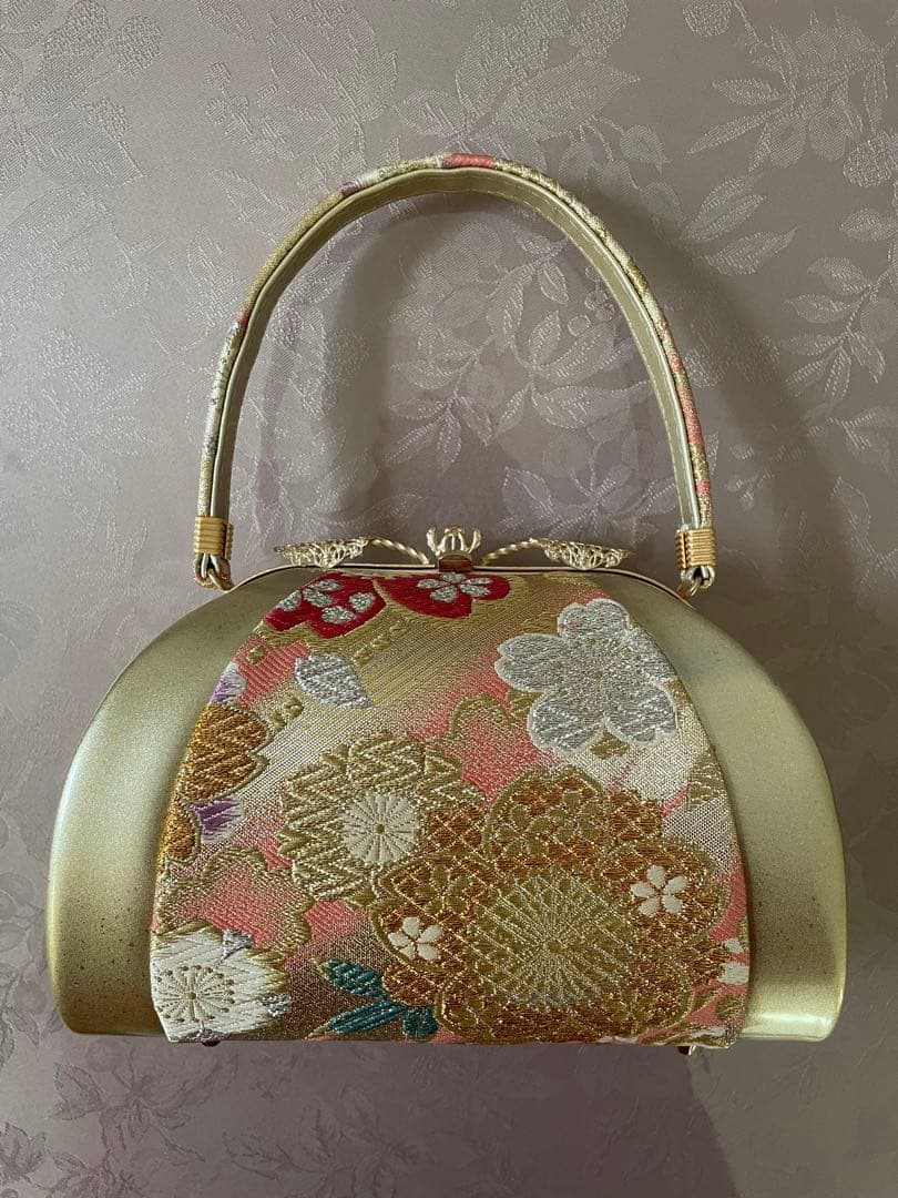 新品未使用 箱あり 東京小川胡蝶 成人式草履バッグM ゴールド