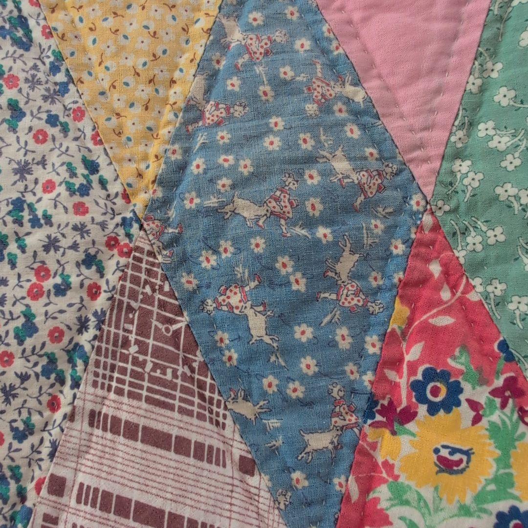 パッチワークキルト　ビンテージ　ハンドメイド