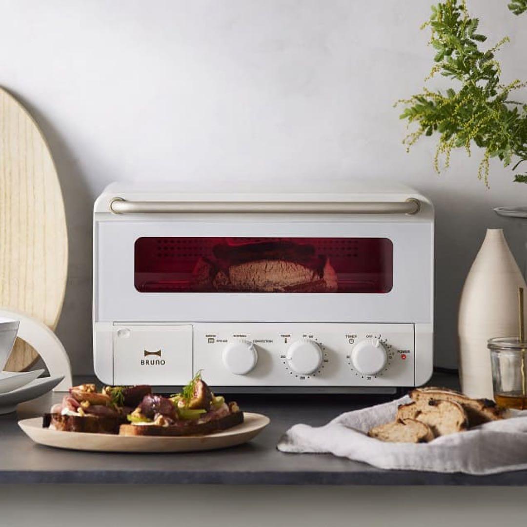 【新品未開封】スチーム&ベイクトースター［BRUNO］ホワイト 食パン