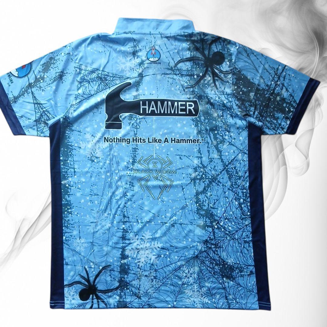 ✨新品✨ボウリングウェア　【XL】　ブラックウィドー　ハンマー　ブルー　蜘蛛　雪