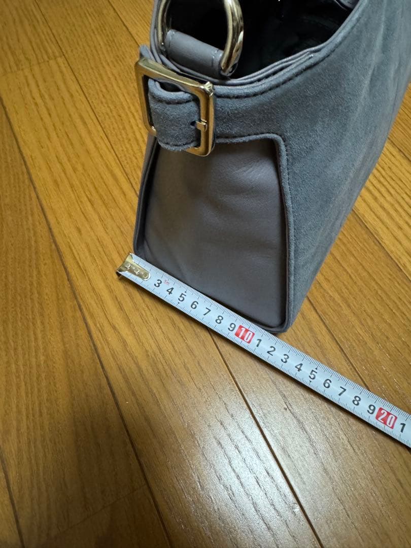 銀座かねまつ　グレー レザー ショルダーバッグ2way