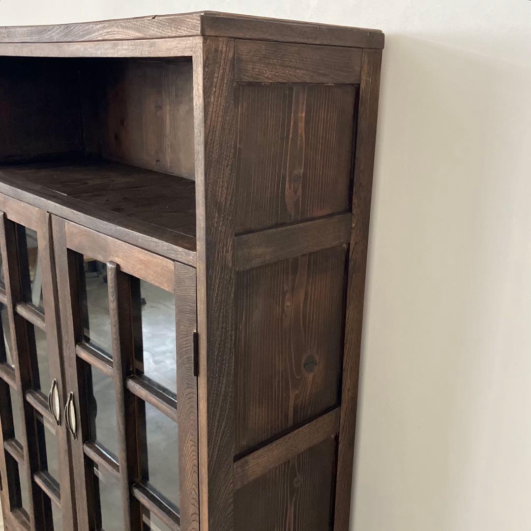レトロ　アンティーク　古道具　古家具　本棚　食器棚　ガラス棚　キャビネット