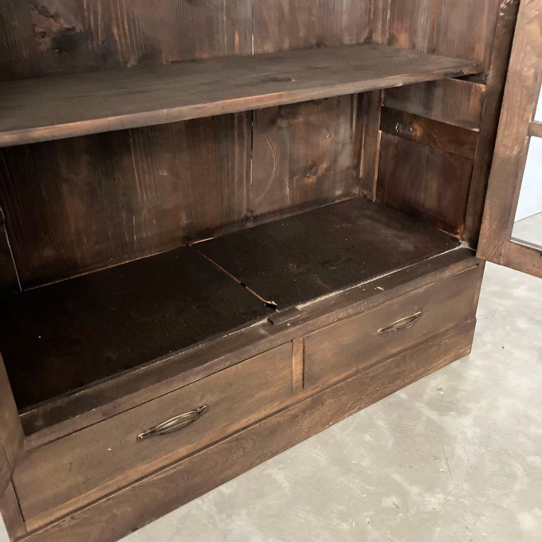 レトロ　アンティーク　古道具　古家具　本棚　食器棚　ガラス棚　キャビネット