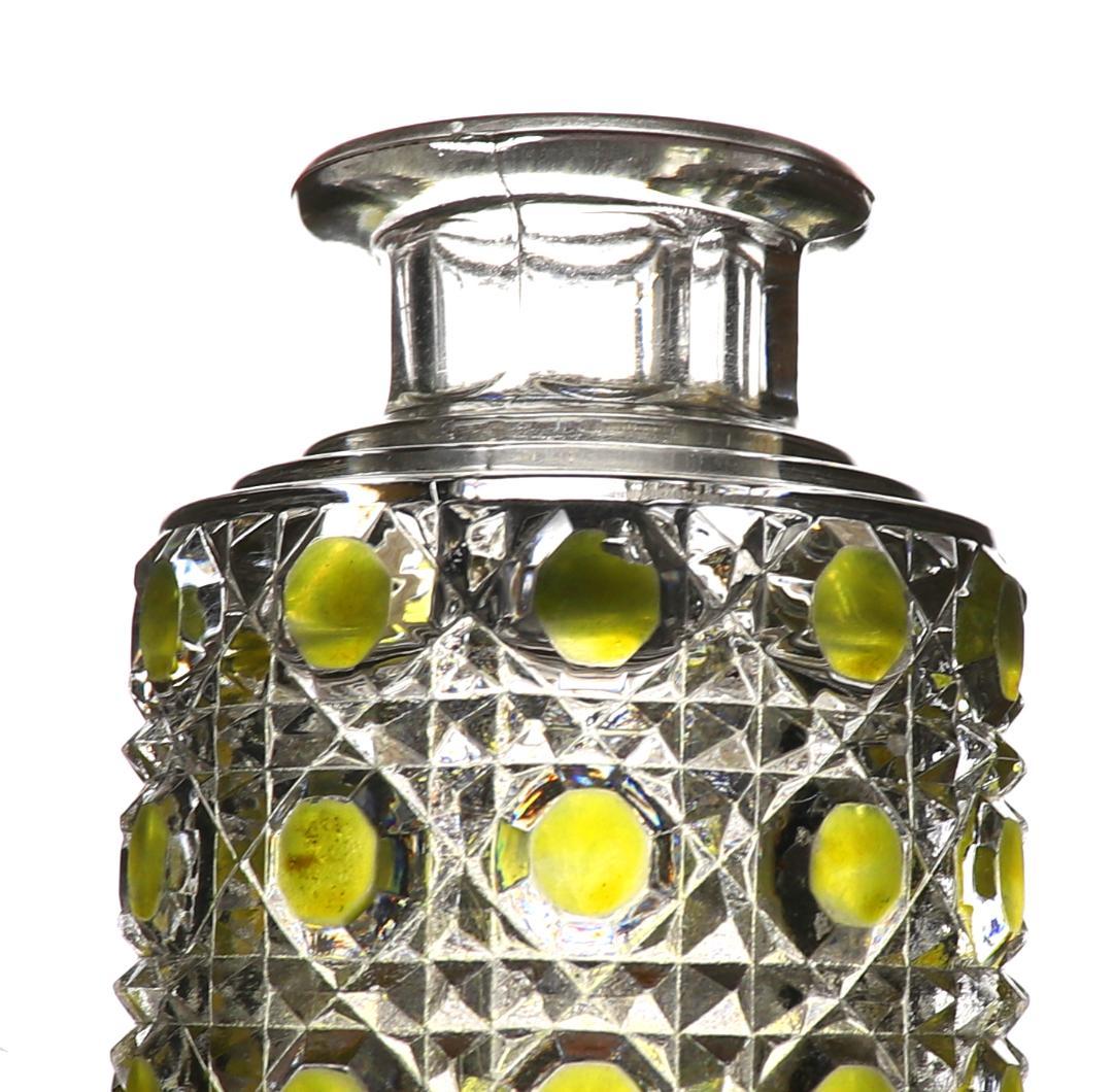 オールド・バカラ 上級作品 黄緑色被せエナメル彩金彩香水瓶14.5cm ボトル