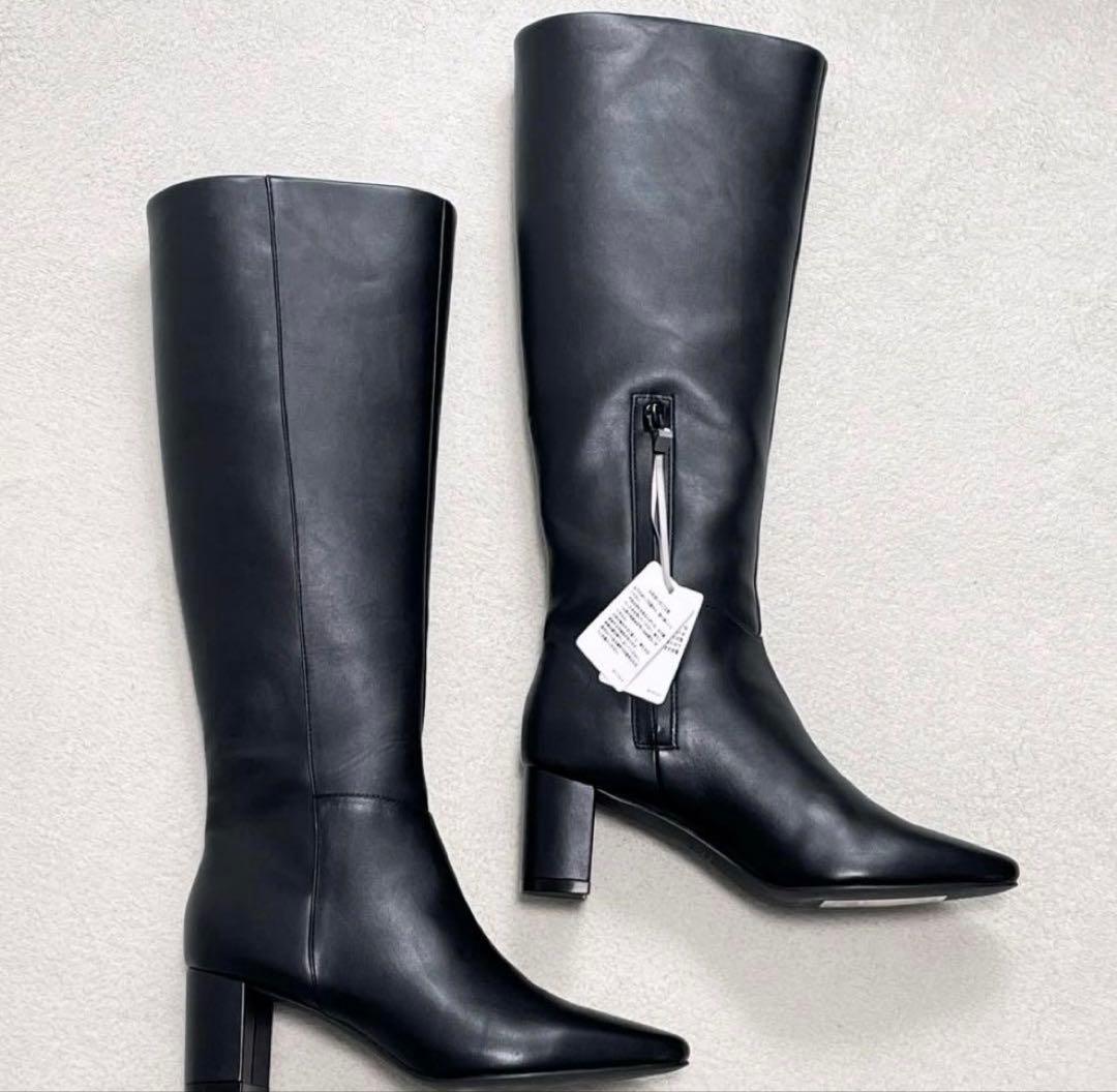 SNIDEL スナイデル スクエアロングブーツ L 24cm ブラック