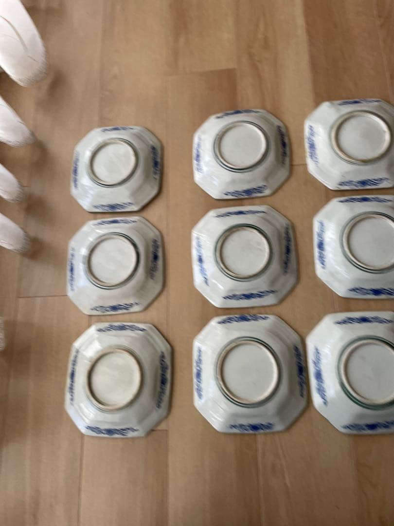 印判　八角形皿 風景画 9枚セット