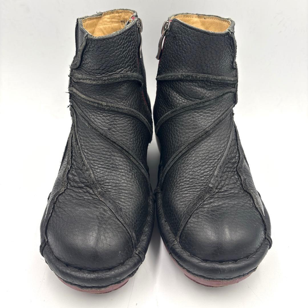 エスタシオン うずまき ショートブーツ【M】23cm ブラック サイドジップ