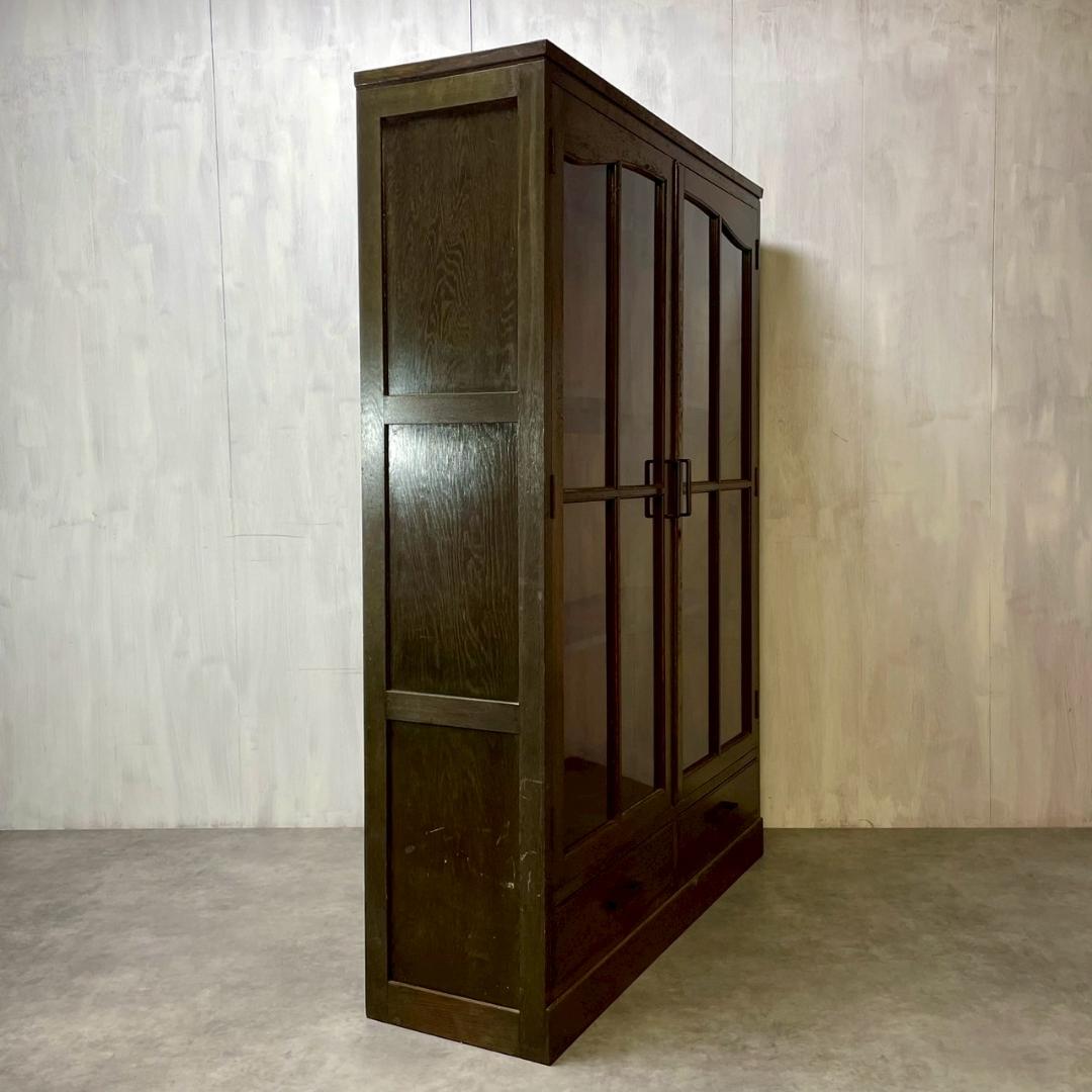 ヴィンテージ 木製 本棚 ガラスキャビネット 食器棚 古家具 収納 ビンテージ