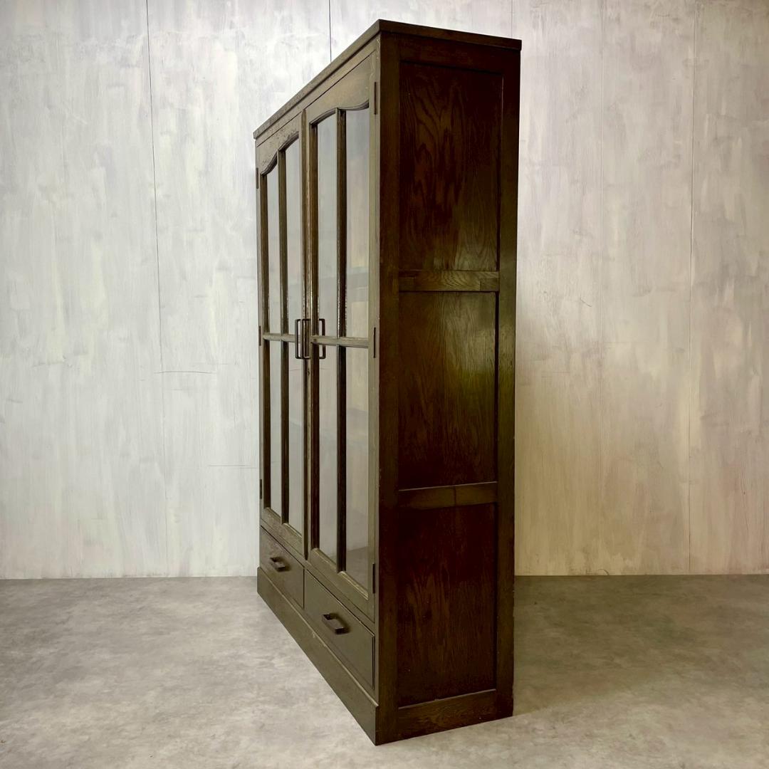 ヴィンテージ 木製 本棚 ガラスキャビネット 食器棚 古家具 収納 ビンテージ