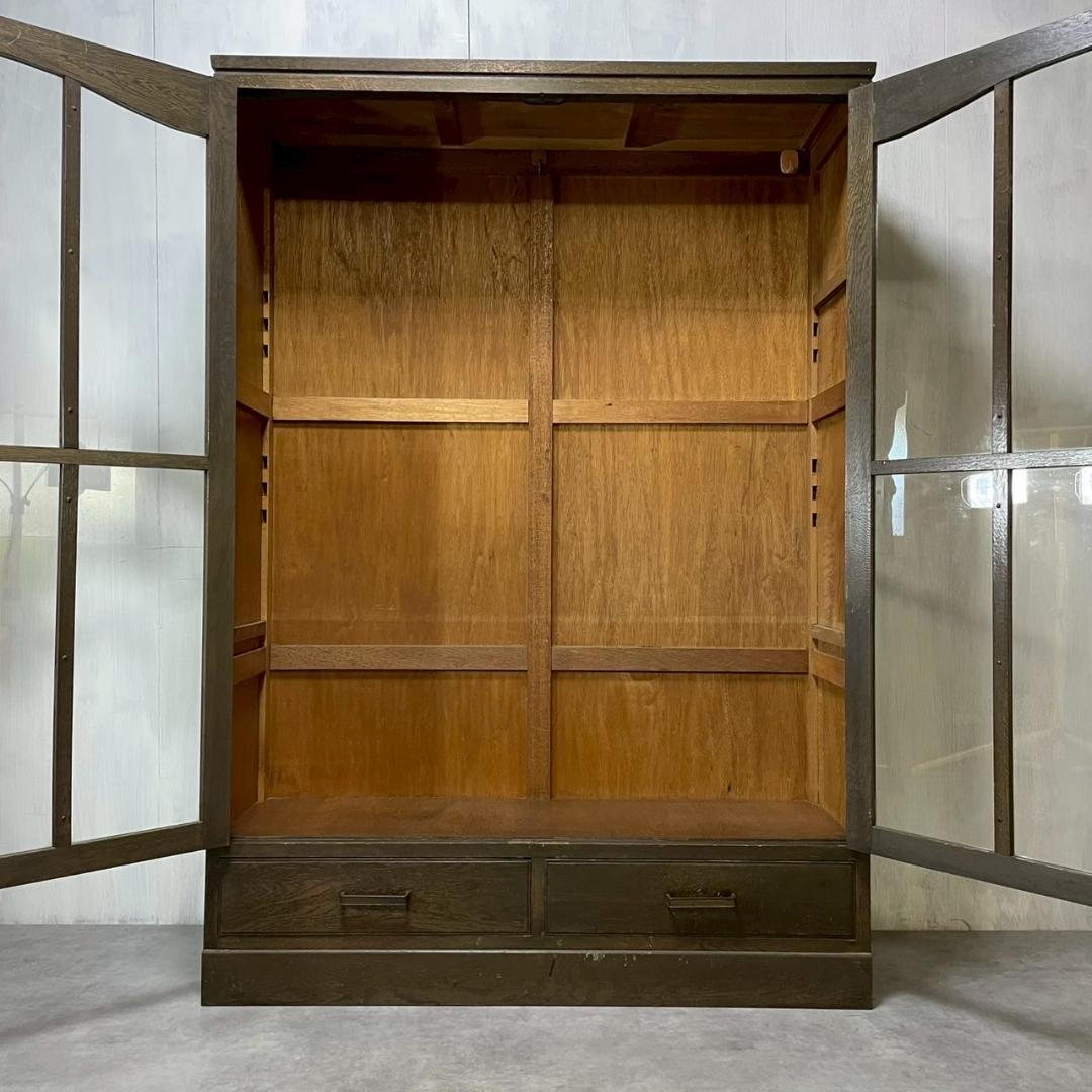 ヴィンテージ 木製 本棚 ガラスキャビネット 食器棚 古家具 収納 ビンテージ