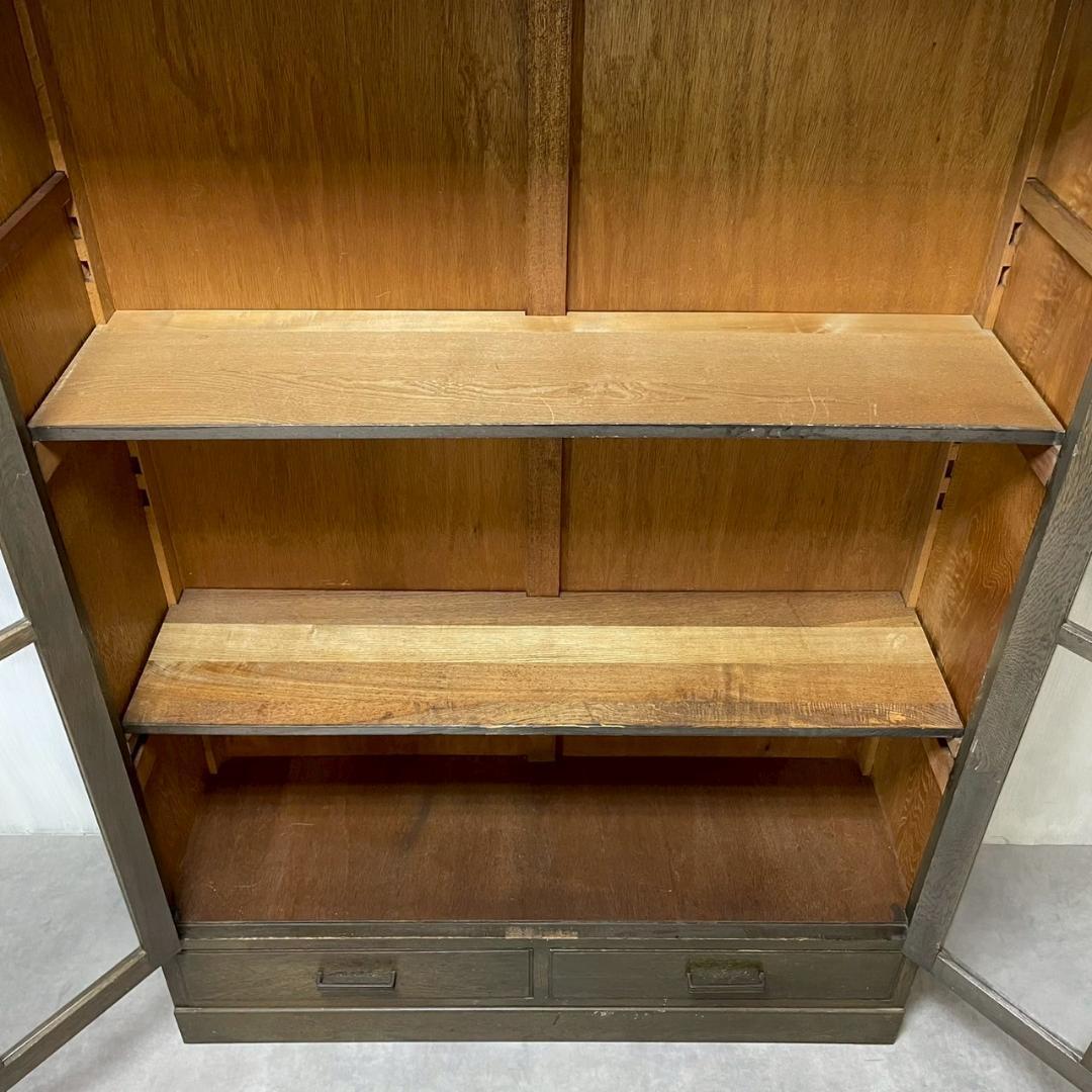 ヴィンテージ 木製 本棚 ガラスキャビネット 食器棚 古家具 収納 ビンテージ