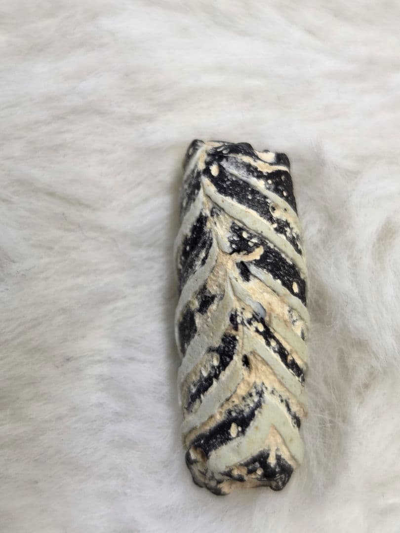 020蜻蛉玉　古いフェザー　黒と白のストライプ模様　！