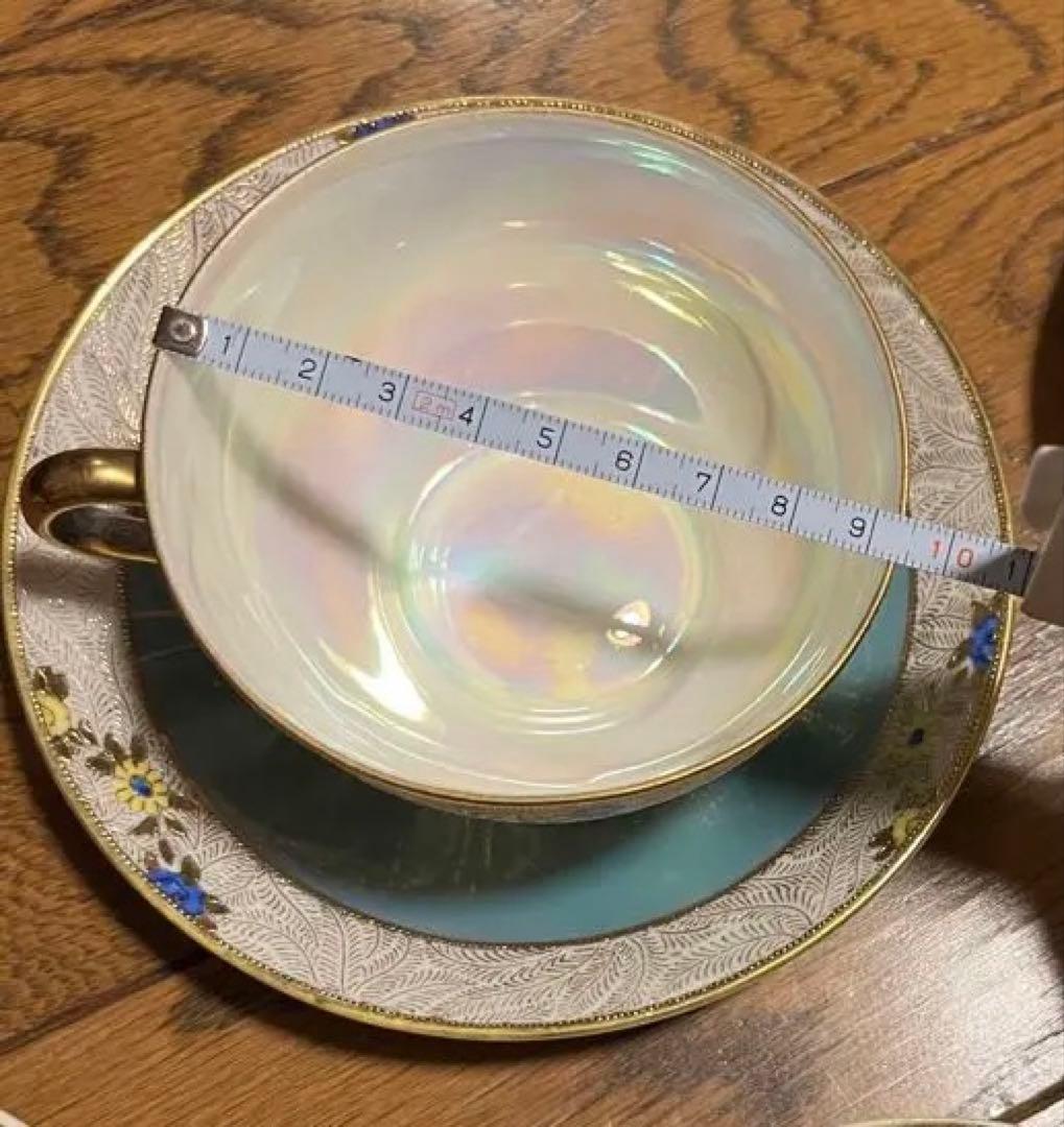 オールドノリタケ　M印　ラスター彩　金彩　風景カップ　プレート　トリオ