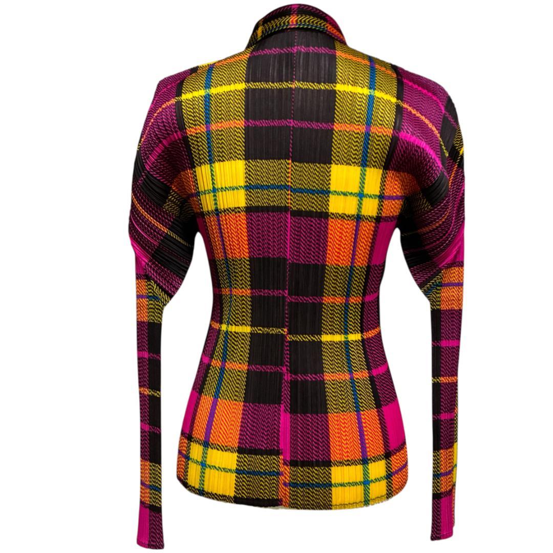 【美品】ISSEI　MIYAKE　プリーツプリーズ　長袖チェックシャツ　Lサイズ