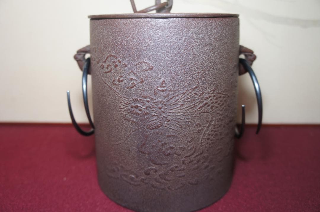 専用☆ 国宝 敬典作 雲竜釜 雲龍釜 皆口筒釜 釜鐶 桐箱 紙箱 送料込み